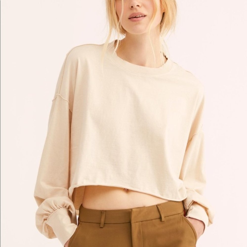 LAST ONE Free People Denver Long Sleeve L Sand NWT LAST ONE
